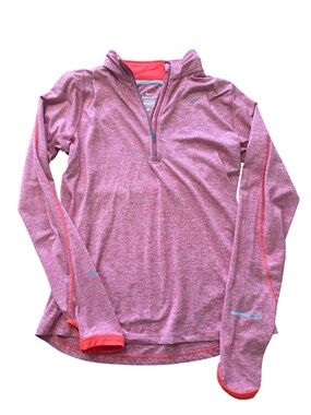 Nike Heather Pink Coral Trim Dri-FIT Half-Zip Pullover